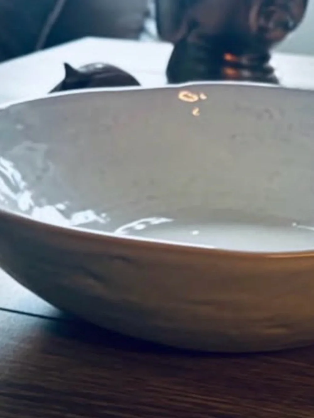 White Hammered Serving Bowl